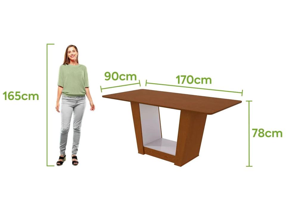 Mesa de Jantar 6 Cadeiras Retangular Frassino e Off White Móveis Lopas Apogeu - 4