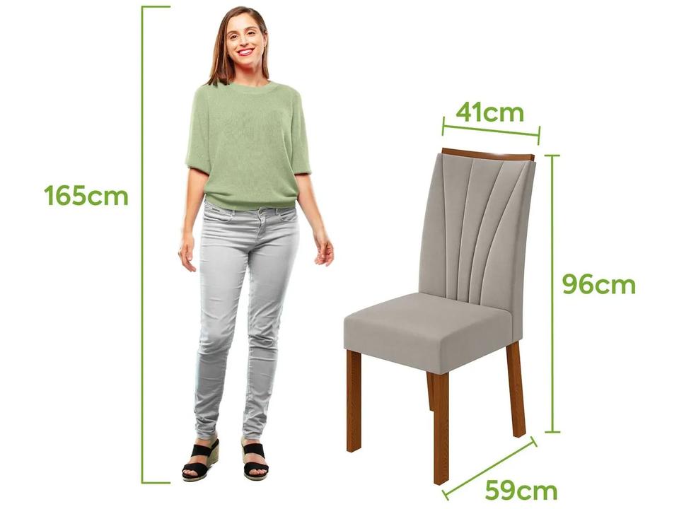 Mesa de Jantar 6 Cadeiras Retangular Frassino e Off White Móveis Lopas Apogeu - 5