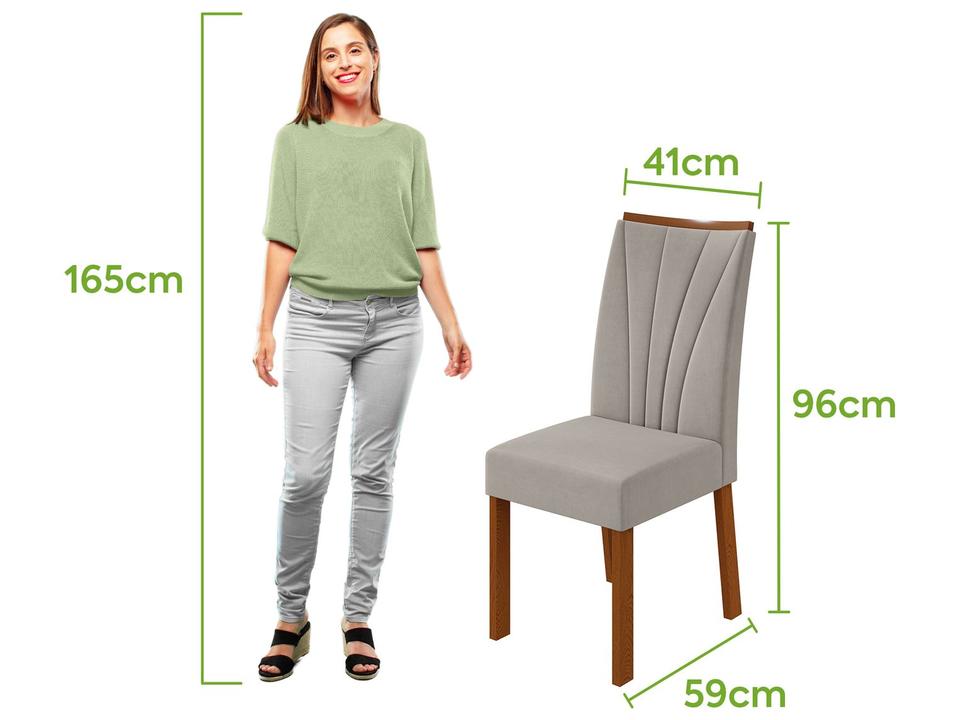 Mesa de Jantar 6 Cadeiras Retangular Frassino e Off White Móveis Lopas Apogeu - 5