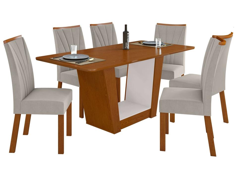 Mesa de Jantar 6 Cadeiras Retangular Frassino e Off White Móveis Lopas Apogeu - 6