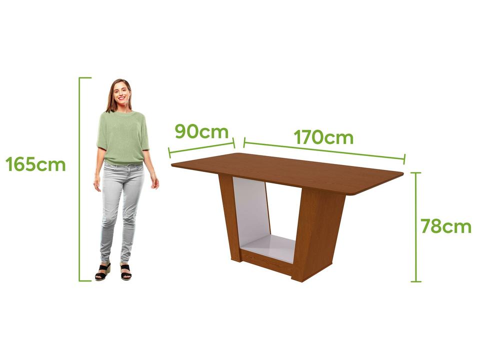 Mesa de Jantar 6 Cadeiras Retangular Frassino e Off White Móveis Lopas Apogeu - 4