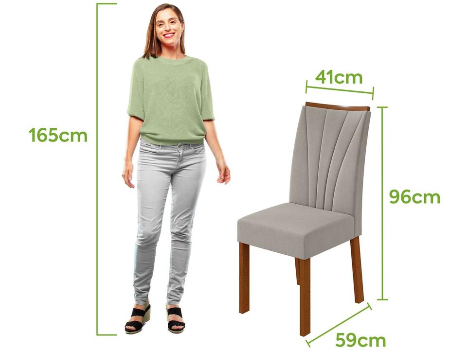 Mesa de Jantar 6 Cadeiras Retangular Frassino e Off White Tampo de MDF Apogeu Móveis Lopas - 13