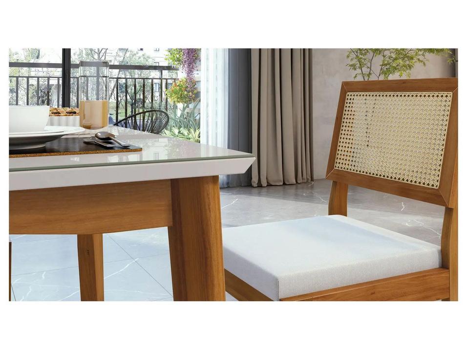 Mesa de Jantar 6 Cadeiras Retangular Madeira Maciça com vidro Nesher Monalisa - 7