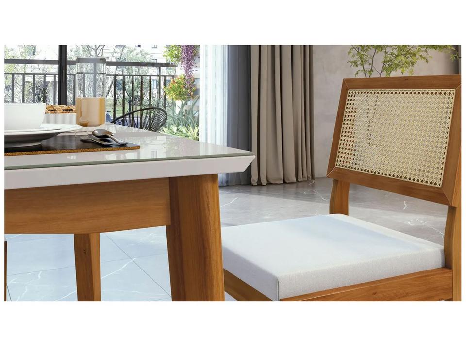 Mesa de Jantar 6 Cadeiras Retangular Madeira Maciça com vidro Nesher Monalisa - 6