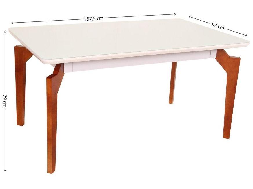 Mesa de Jantar 6 Cadeiras Retangular Madeira Maciça Mel e Off-White Tampo de Vidro Abeille Móveis São Carlos - 6