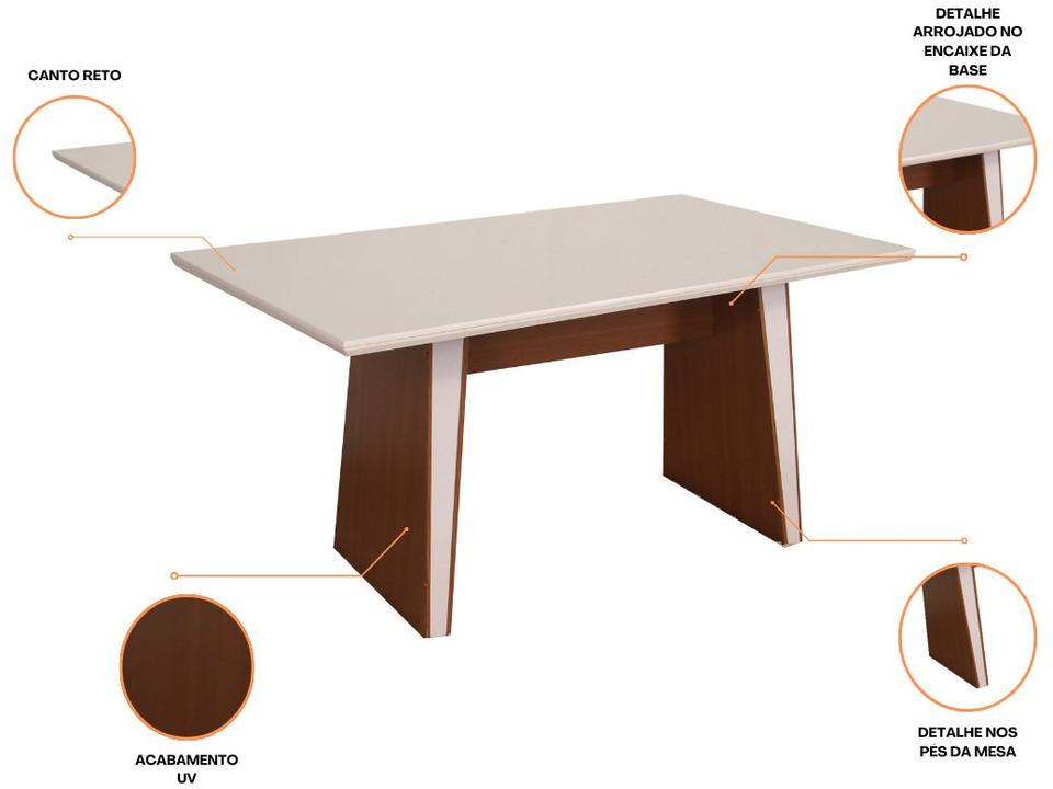 Mesa de Jantar 6 Cadeiras Retangular Naturalle e Off-White Tampo de MDF Verona Móveis São Carlos - 1