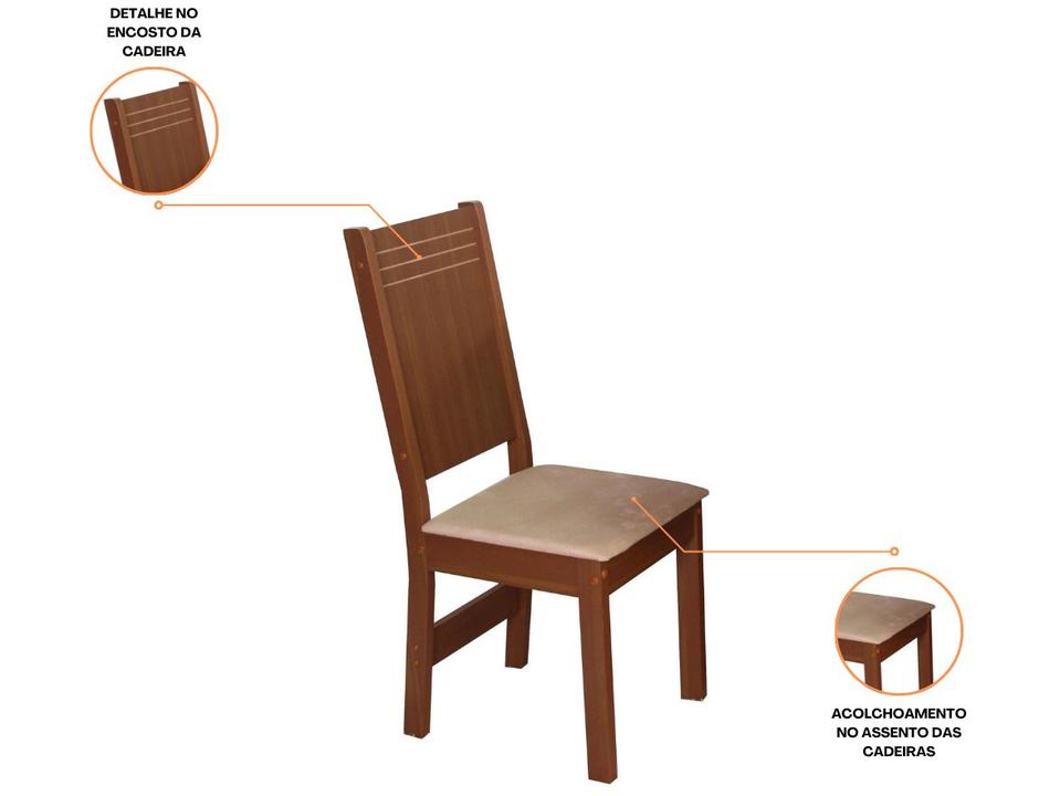 Mesa de Jantar 6 Cadeiras Retangular Naturalle e Off-White Tampo de MDF Verona Móveis São Carlos - 2