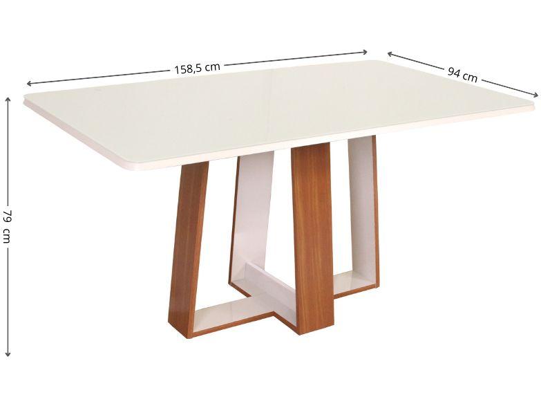 Mesa de Jantar 6 Cadeiras Retangular Naturalle e Off-White Tampo de Vidro Laís Móveis São Carlos - 6
