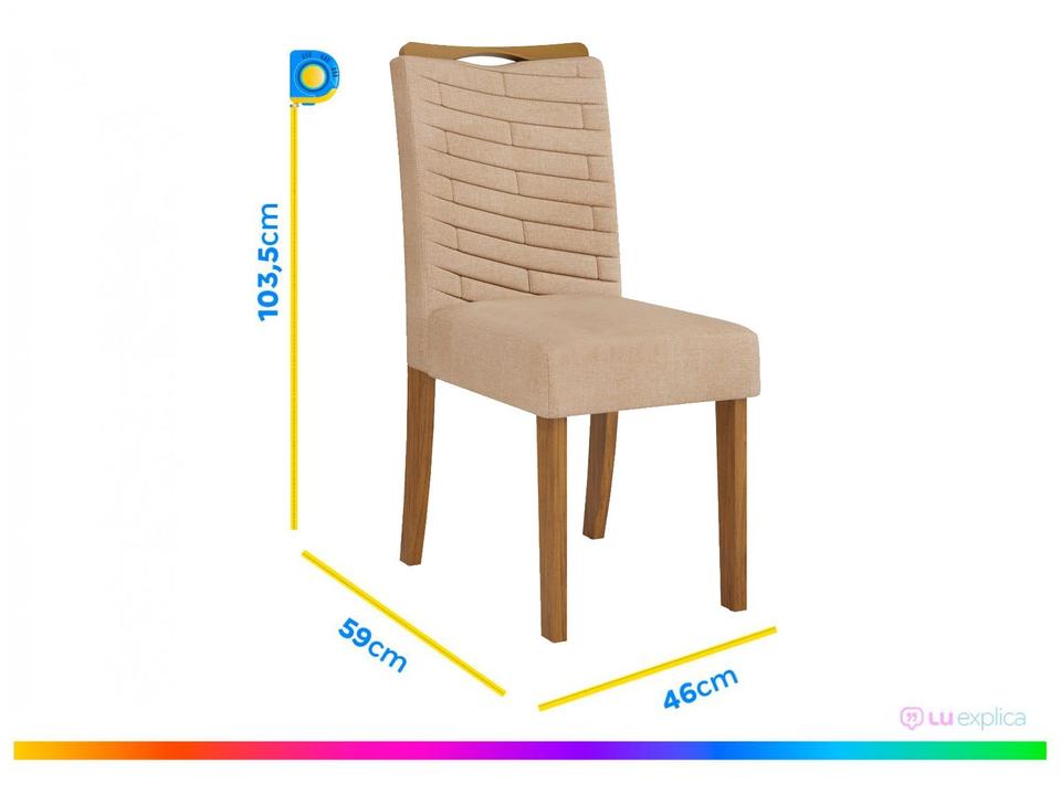 Mesa de Jantar 6 Cadeiras Retangular Off White e Saara DJ Móveis Firenze - 6