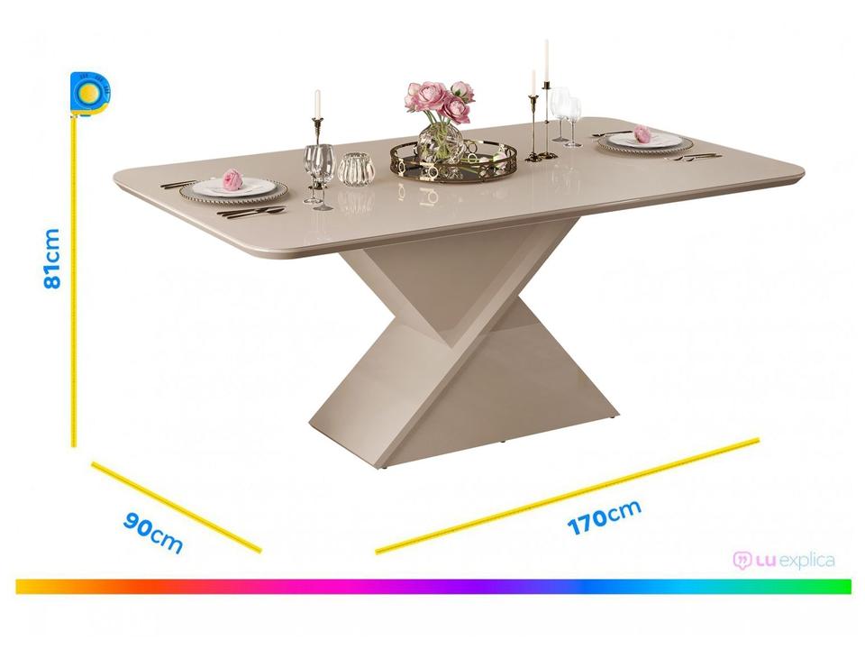 Mesa de Jantar 6 Cadeiras Retangular Off White e Saara DJ Móveis Firenze - 5
