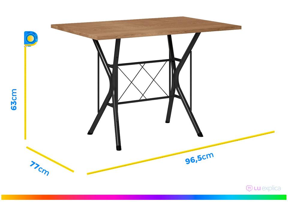 Mesa de Jantar 6 Cadeiras Retangular Preta - 5