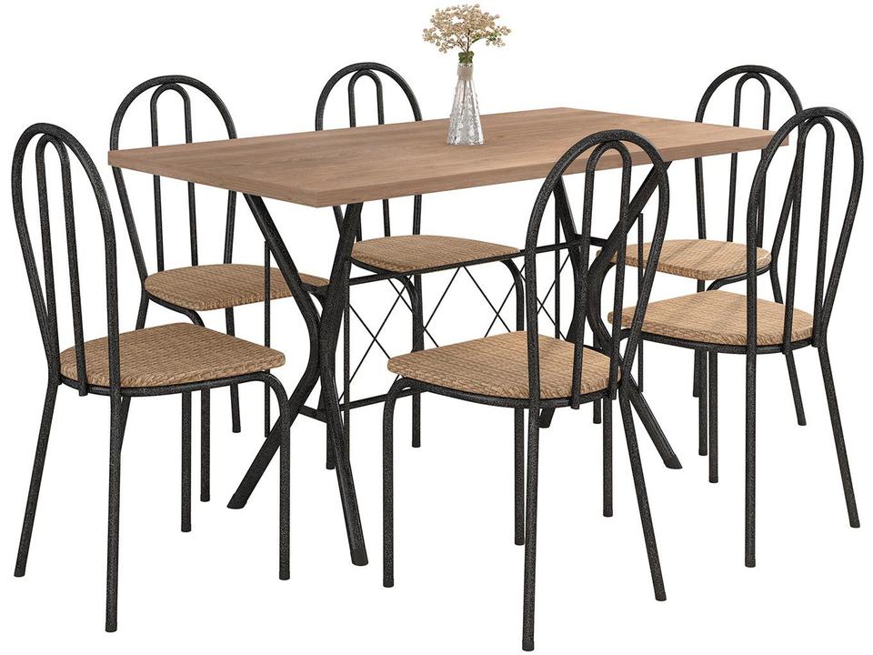 Mesa de Jantar 6 Cadeiras Retangular Preta - 2