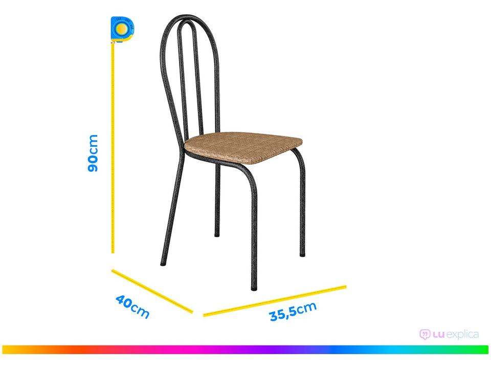 Mesa de Jantar 6 Cadeiras Retangular Preta - 6