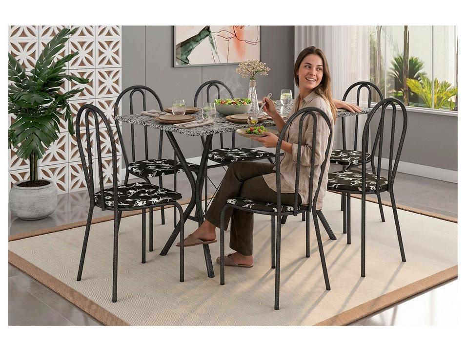 Mesa de Jantar 6 Cadeiras Retangular Preta - 1