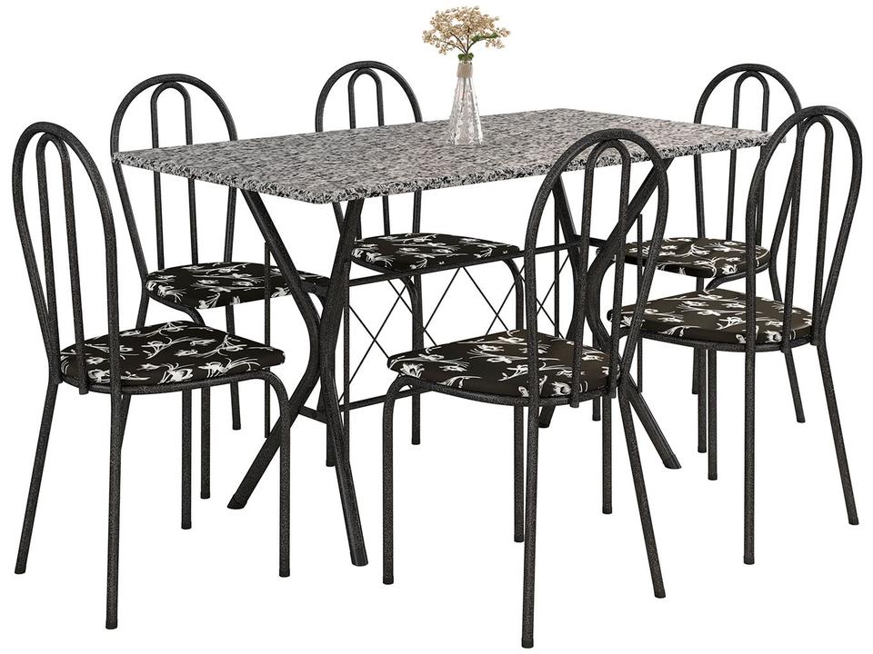 Mesa de Jantar 6 Cadeiras Retangular Preta - 4