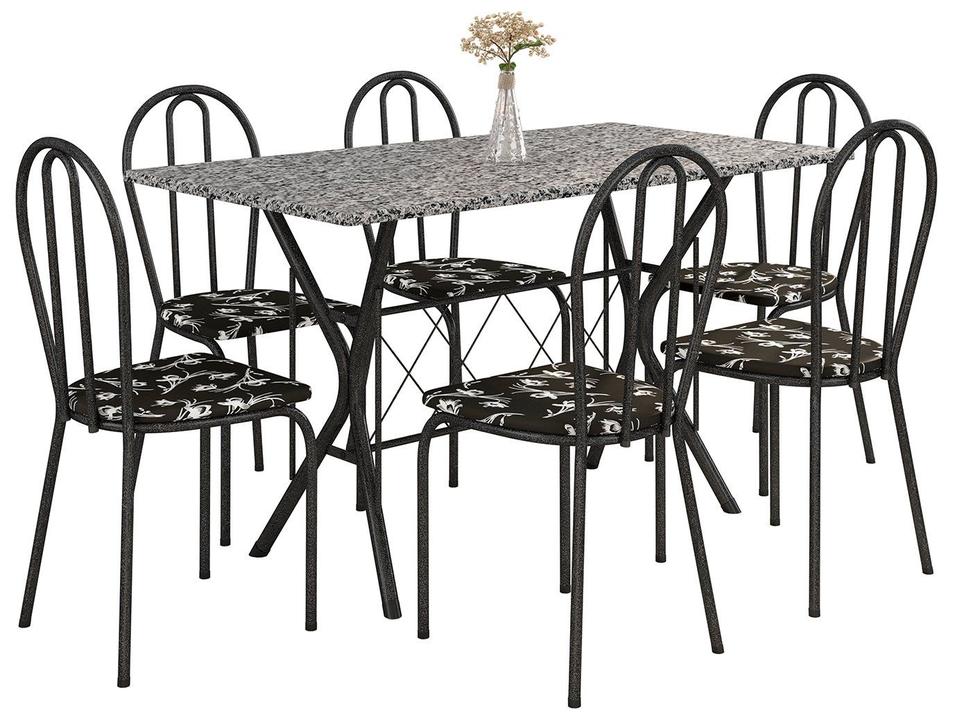 Mesa de Jantar 6 Cadeiras Retangular Preta - 5