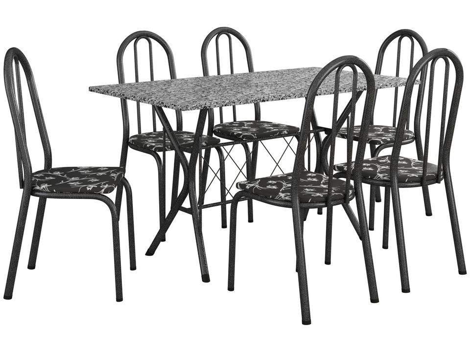 Mesa de Jantar 6 Cadeiras Retangular Preta Artefamol Ravena - 1