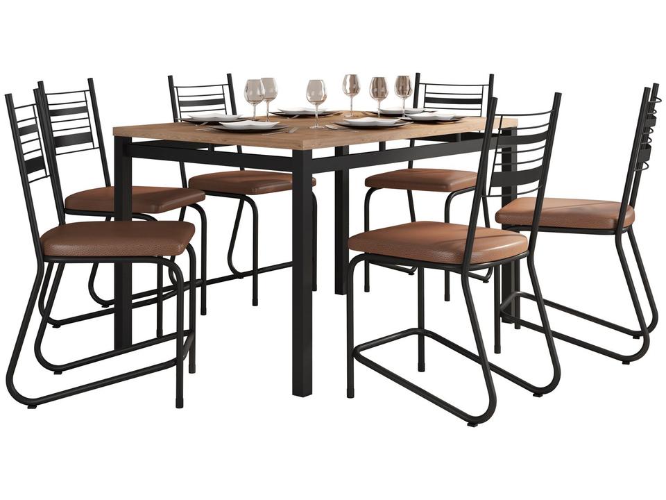 Mesa de Jantar 6 Cadeiras Retangular Preto Fosco Artefamol Valência - 2