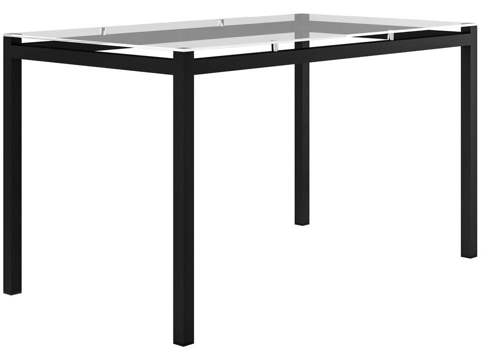 Mesa de Jantar 6 Cadeiras Retangular Preto Fosco Tampo de Vidro Artefamol Valência - 2