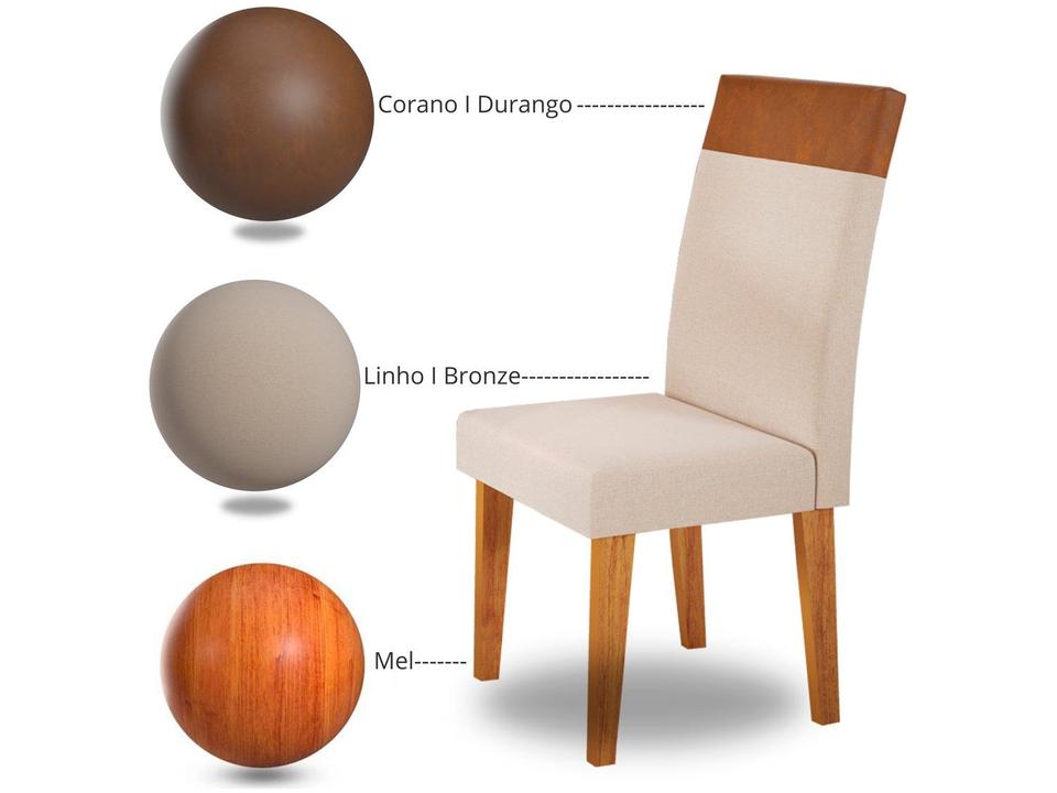 Mesa de Jantar 6 Cadeiras Retangular Tampo de MDF com Vidro Mel e Off White Viena - 7