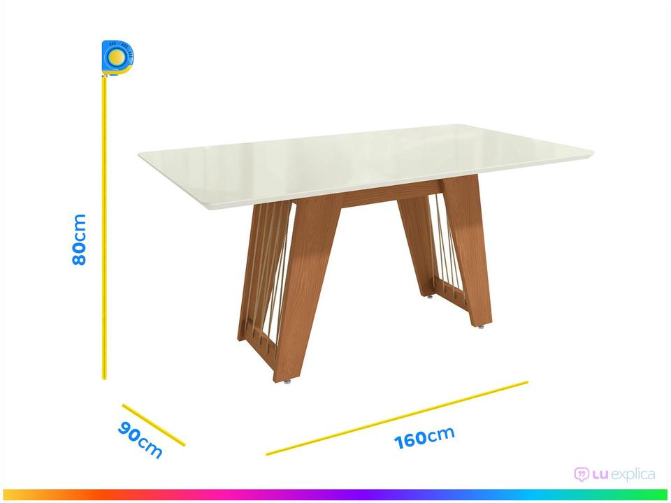 Mesa de Jantar 6 Cadeiras Retangular Tampo de MDF com Vidro Merlot Kappesberg - 2