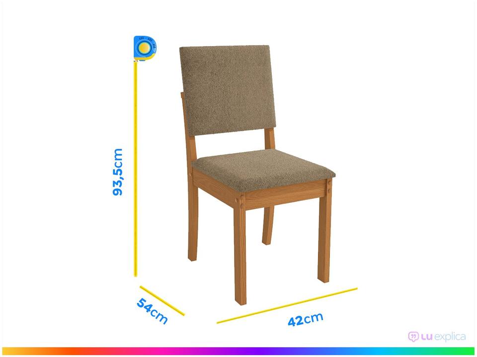 Mesa de Jantar 6 Cadeiras Retangular Tampo de MDF com Vidro Merlot Kappesberg - 3