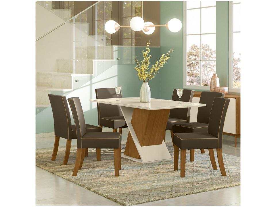 Mesa de Jantar 6 Lugares Retangular Tampo de Vidro - 1