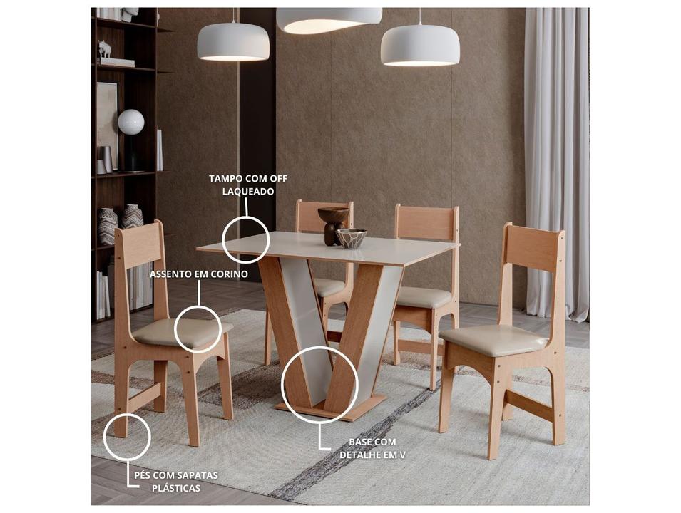 Mesa de Jantar com 4 Cadeiras Retangular Luiza Sonetto Móveis - 1