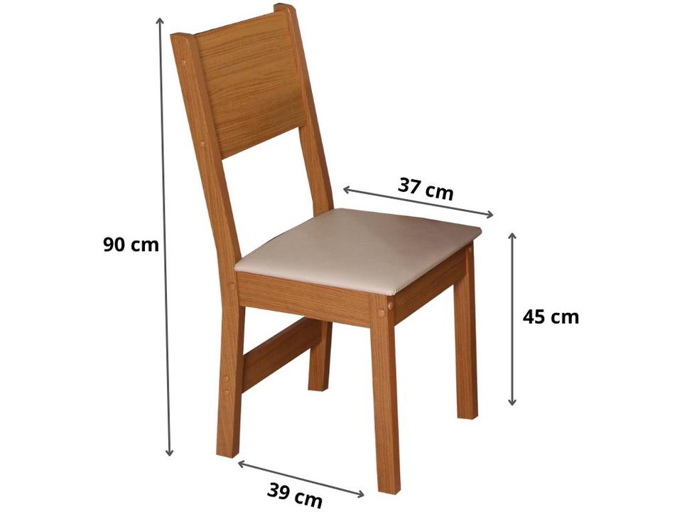 Mesa de Jantar com 6 Cadeiras Retangular Cinamomo/Off White Destak Móveis São Carlos - 4