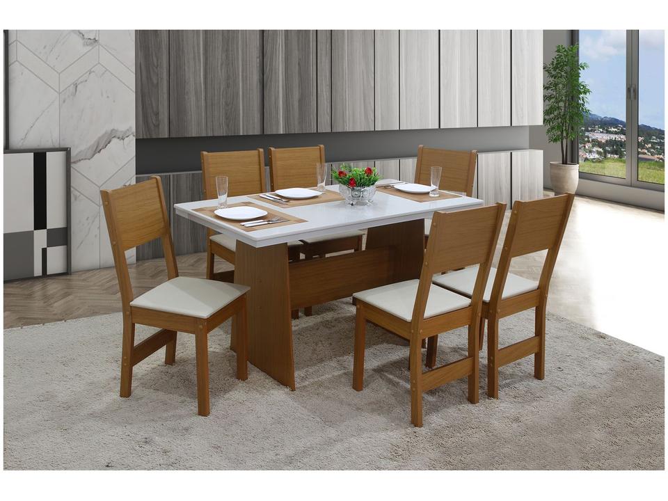 Mesa de Jantar com 6 Cadeiras Retangular Cinamomo/Off White Destak Móveis São Carlos - 2