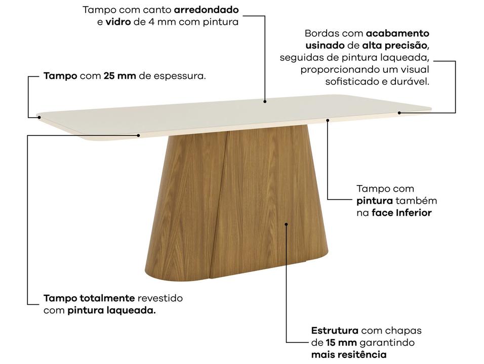 Mesa de Jantar8 Cadeiras Retangular Tampo de Vidro Henn Olívia - 1