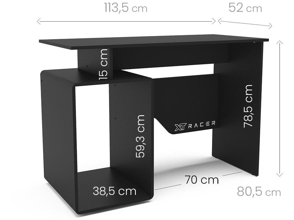 Mesa Gamer XT Racer Art Preto e Branco 1 Nicho - 4