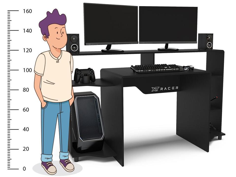 Mesa Gamer XT Racer Control Preta e Branca 5 Nichos - 5