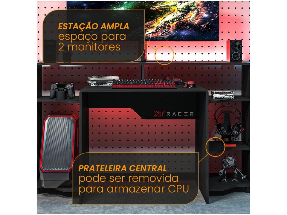 Mesa Gamer XT Racer Control Preta e Branca 5 Nichos - 4