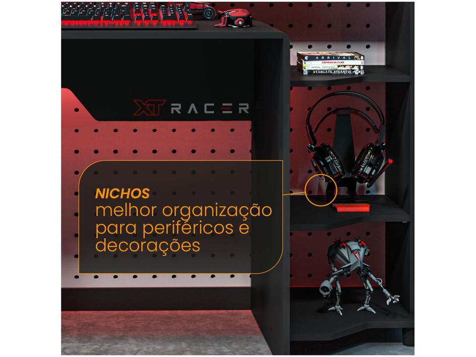 Mesa Gamer XT Racer Control Preta e Vermelha 5 Nichos - 3