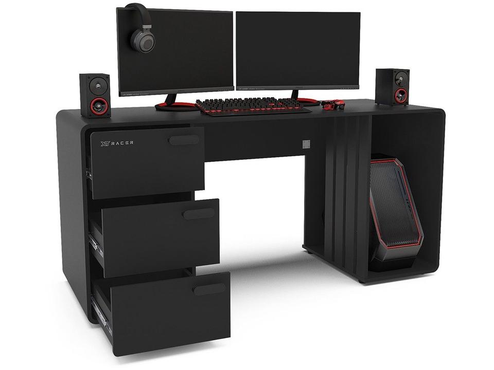 Mesa Gamer XT Racer Home Preto e Prata 3 Gavetas 1 Nicho - 2