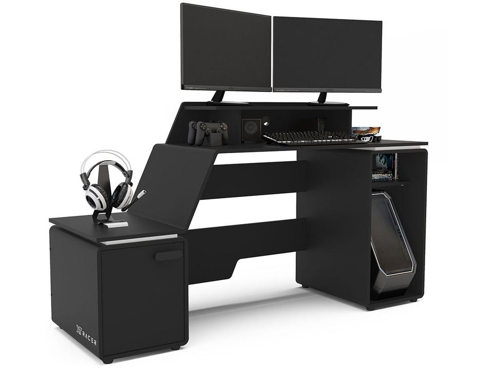 Mesa Gamer XT Racer Space Two Preto e Branco 2 Nichos 1 Porta - 3
