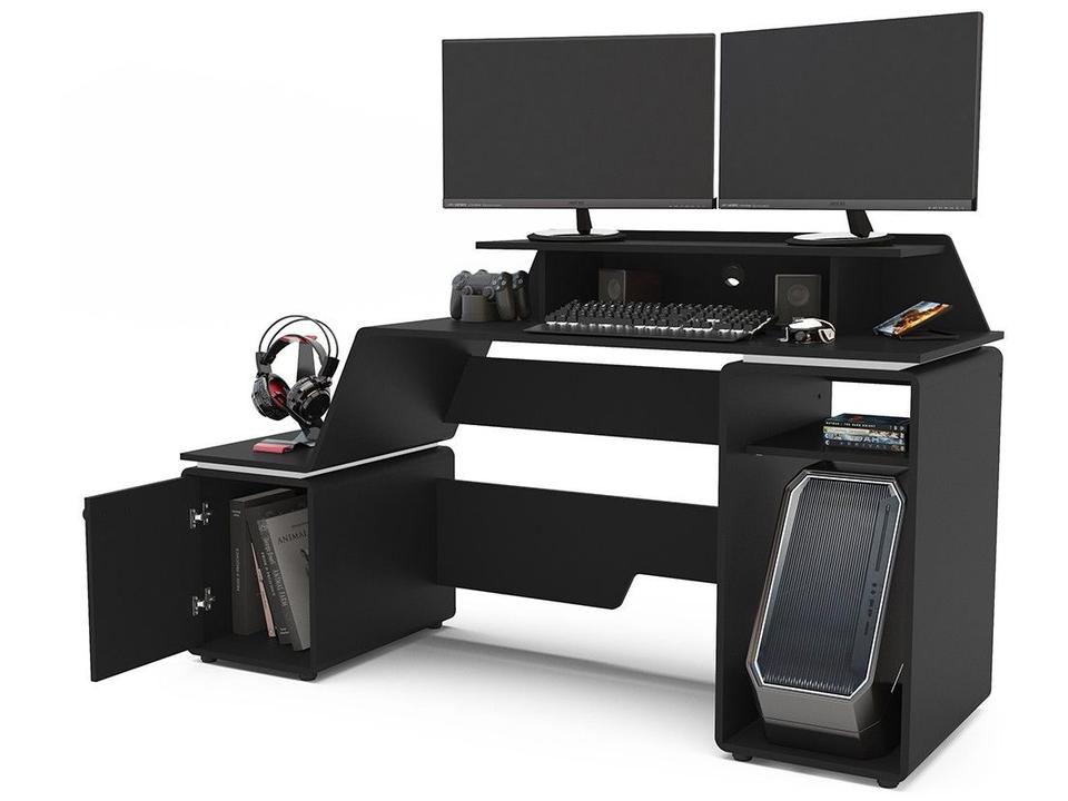 Mesa Gamer XT Racer Space Two Preto e Branco 2 Nichos 1 Porta - 2