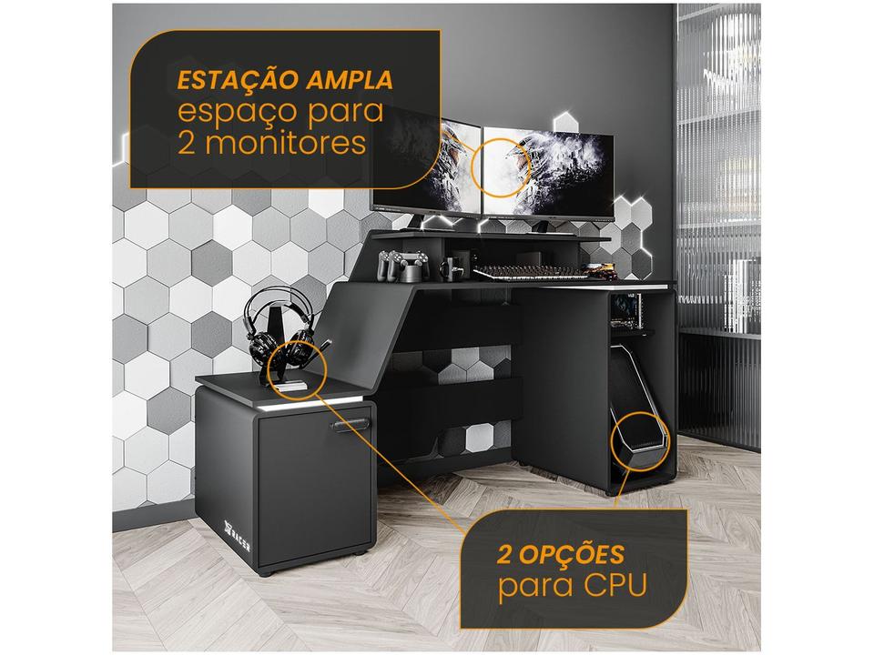 Mesa Gamer XT Racer Space Two Preto e Branco 2 Nichos 1 Porta - 5