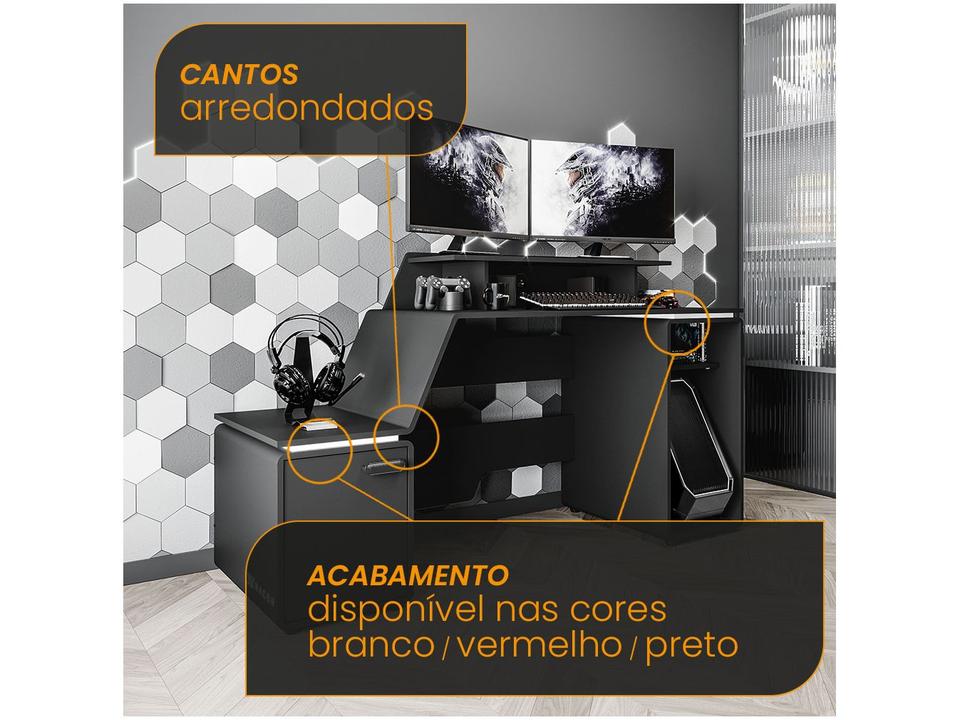 Mesa Gamer XT Racer Space Two Preto e Branco 2 Nichos 1 Porta - 4