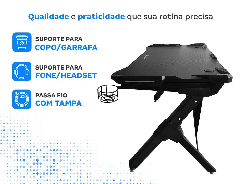 Mesa Gamer XT Racer XTM1002 Experience Series Preto e Prata - 4