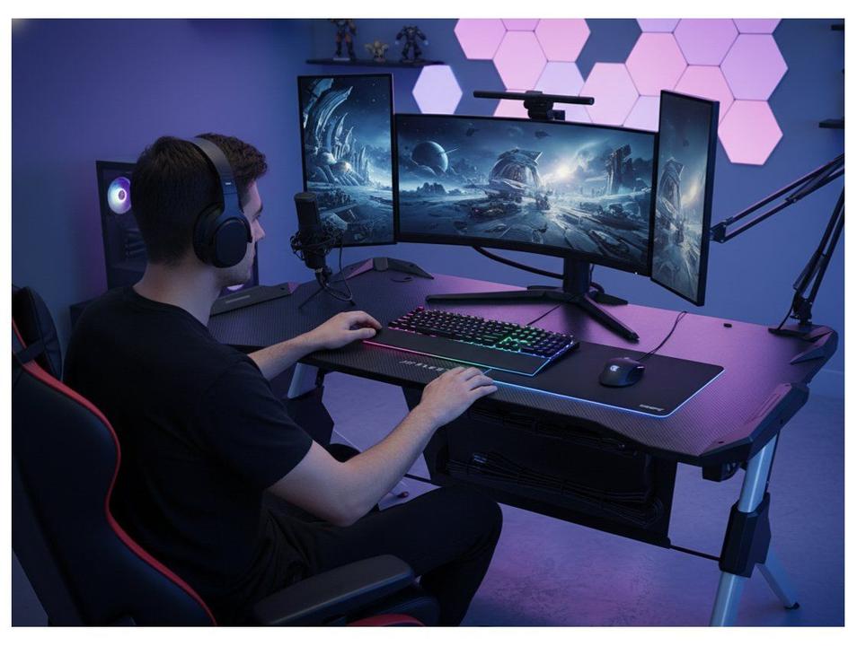 Mesa Gamer XT Racer XTM1002 Experience Series Preto e Prata - 1