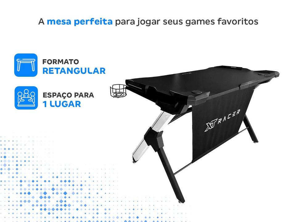 Mesa Gamer XT Racer XTM1002 Experience Series Preto e Prata - 2