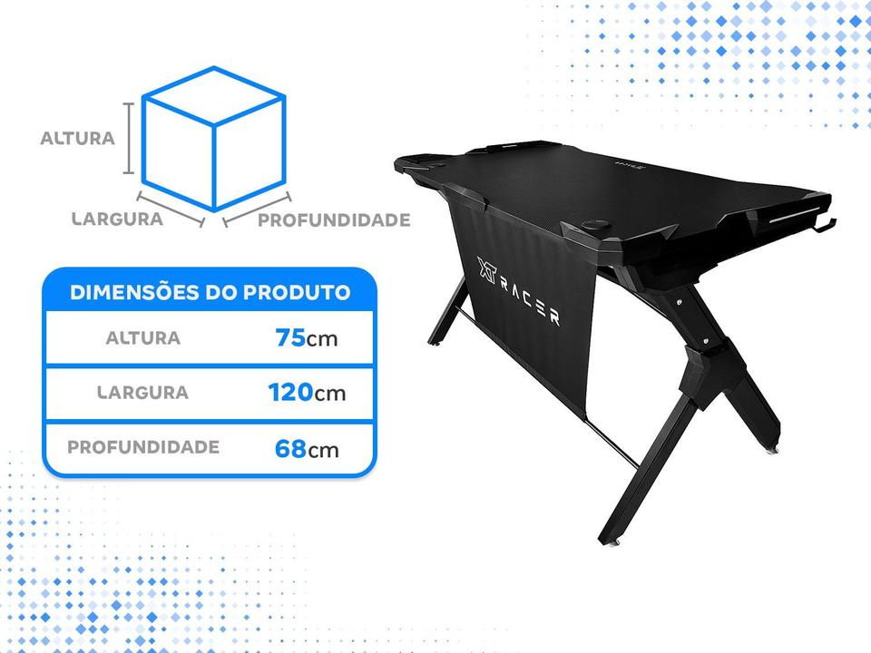 Mesa Gamer XT Racer XTM1002 Experience Series Preto e Prata - 5