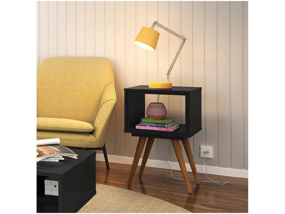 Mesa Lateral de Madeira Pés Palito Retrô 40 Olivar Móveis - 1