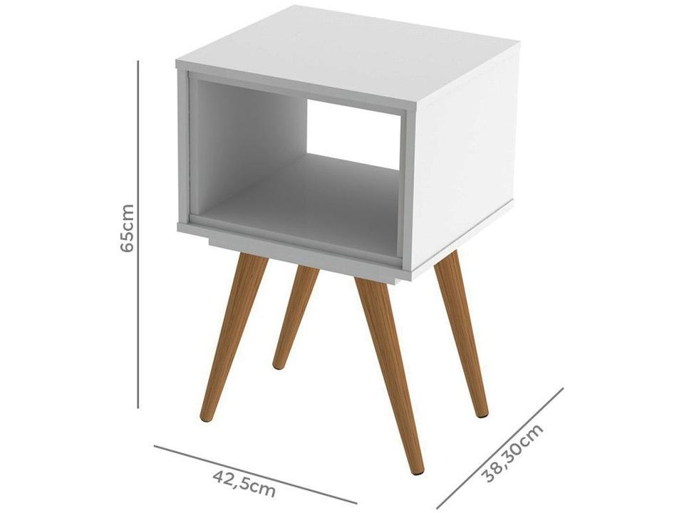 Mesa Lateral de Madeira Pés Palito Retrô 40 Olivar Móveis - 4