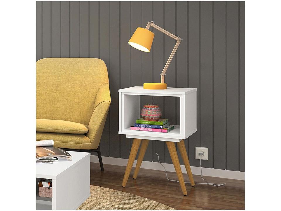 Mesa Lateral de Madeira Pés Palito Retrô 40 Olivar Móveis - 1