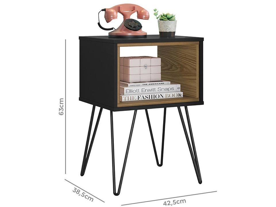 Mesa Lateral de Madeira Retrô Metal Dallas Olivar Móveis - 3