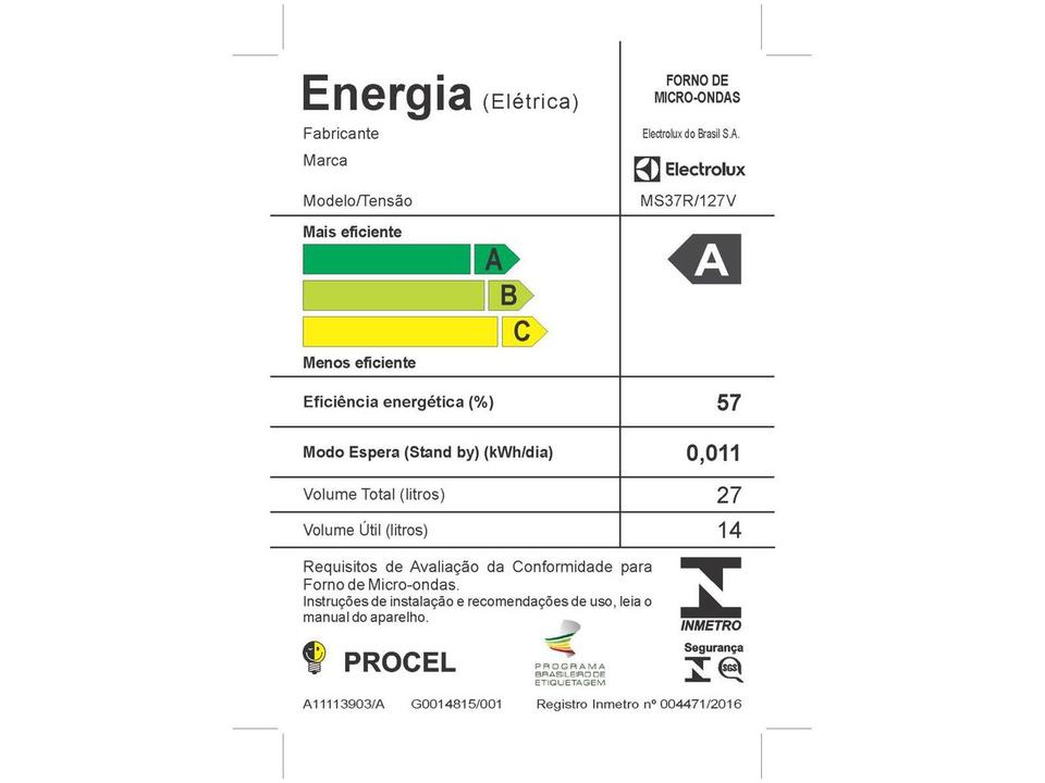Micro-ondas Electrolux 27L Cinza MS37R - 4