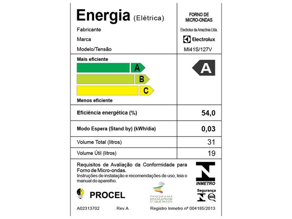 Micro-ondas Electrolux 31L - MI41S - 110 V - 6